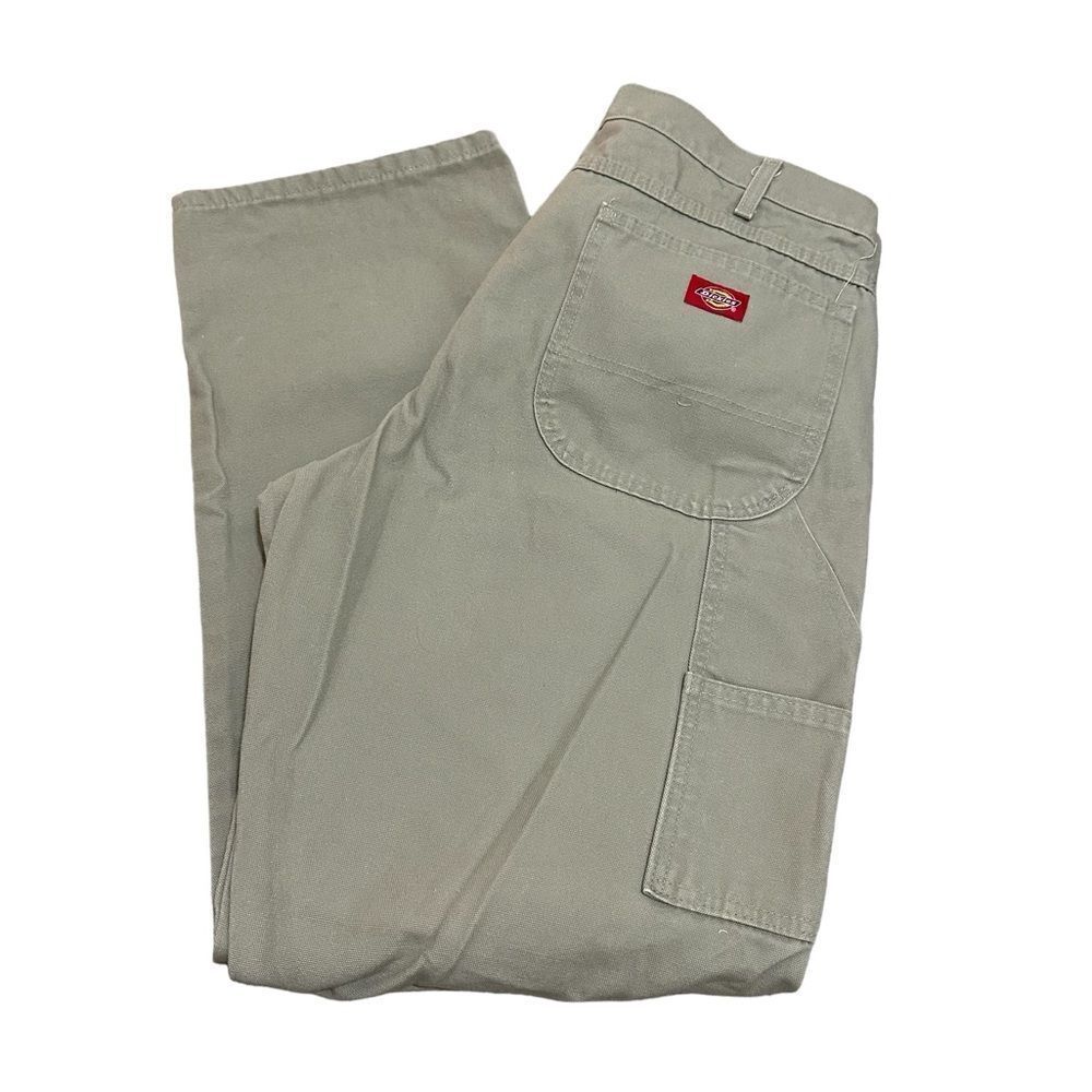 Dickies Khaki Tan Cargo Utility Heavy Duty Work Relaxed Fit Straight Leg Pants